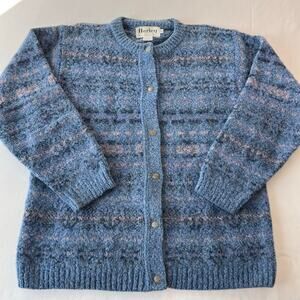 Harley of Scotland Vintage women’s Wool Blue button down cardigan sweater Large
